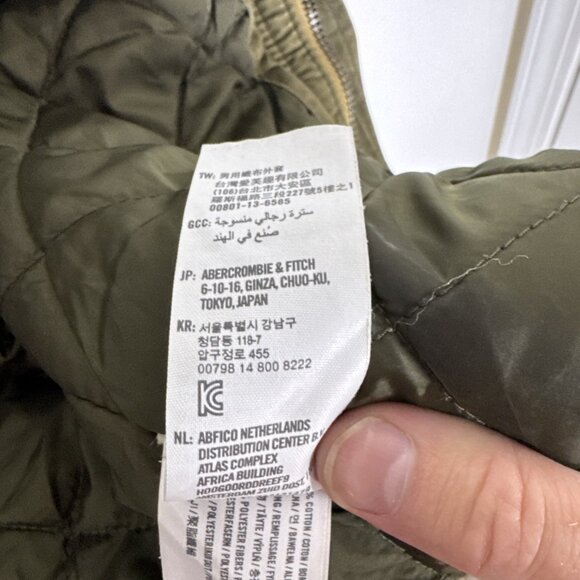 Abercrombie Fitch Jacket Mens M Quilted Military Army Green Utility Vintage Y2K - Picture 9 of 9